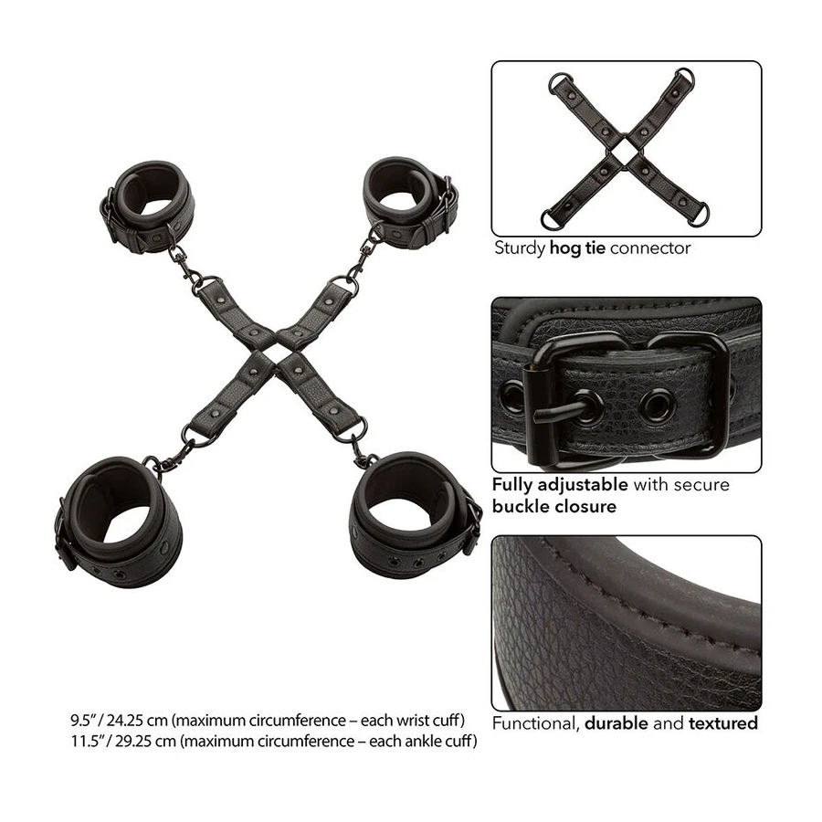 CALEXOTICS - NOCTURNAL CONNETTORE HOG TIE CUERO REGOLABILE NERO